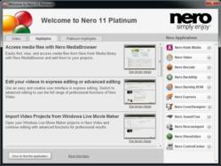 Nero 11 Platinum Welcome Screen